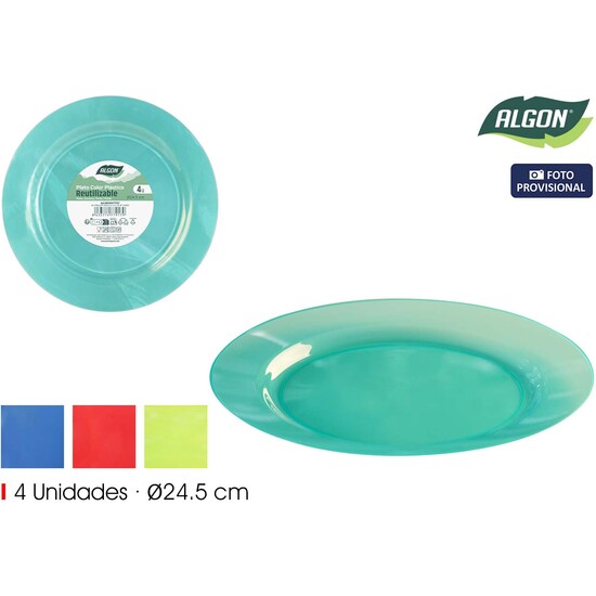 SET-4 PLATOS PP COLORES 22.5CM ALGON image 1