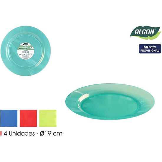 SET-4 PLATOS PP COLORES 19CM ALGON image 1