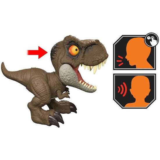 FIGURA DINOSAURIO JURASSIC WORLD ROAR COMMAND T-REX CON SOIDOS. 21,59X22,23X10,16 CM image 1