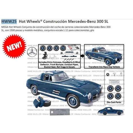 COCHE HOT WHEELS PREMIUM MERCEDES 300SL PARA CONSTRUIR  INCLUYE 1500 PIEZAS ESCALA 1:12 image 0