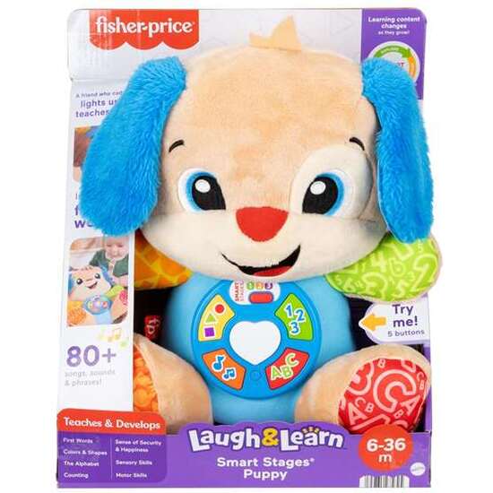 PELUCHE PERRITO FISHER-PRICE RÍE Y APRENDE CON LUCES Y SONIDOS. 30,48X25,40X13,34 CM image 0
