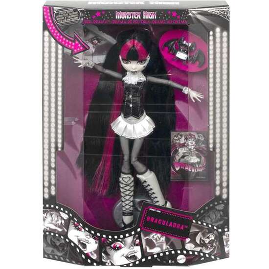 MUÑECA MONSTER HIGH REEL DRAMA DRACULAURA EN BLANCO Y NEGRO. image 0