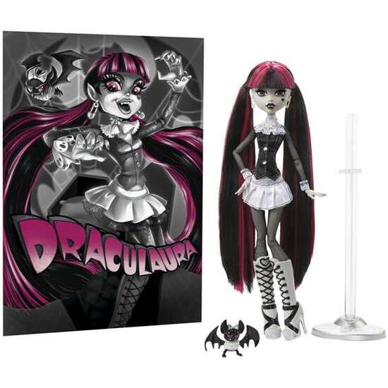 MUÑECA MONSTER HIGH REEL DRAMA DRACULAURA EN BLANCO Y NEGRO. image 2
