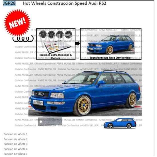 COCHE HOT WHEELS SPEED AUDI RS2 PARA CONSTRUIR. ESCALA 1.12 image 0
