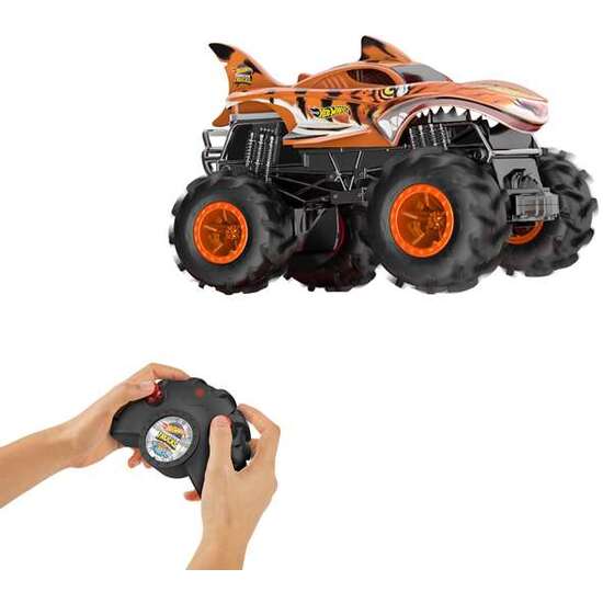 COCHE RADIO CONTROL HOT WHEELS MONSTER TRUCKS TIGER SHARK 2.4 GHZ ESCALA 1:24. image 1