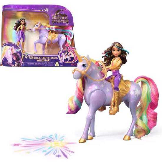 MUÑECA SOPHIA 11 CM CON UNICORNIO WILDSTAR CON LUCES. 12 CM. INCLUYE SILLA DE MONTAR DESMONTABLE. image 0