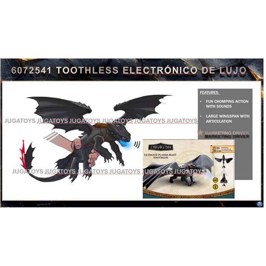 DRAGÓN TOOTHLESS ELECTRÓNICO DE LUJO. 15,24X35,56X25,4 CM image 0