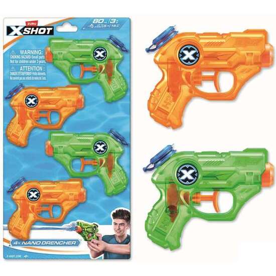 PISTOLAS DE AGUA PACK 4 UD. X-SHOT NANO DRENCHER image 0