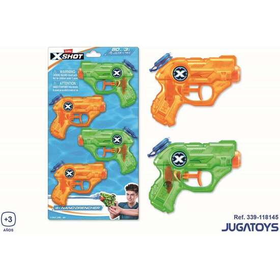 PISTOLAS DE AGUA PACK 4 UD. X-SHOT NANO DRENCHER image 1