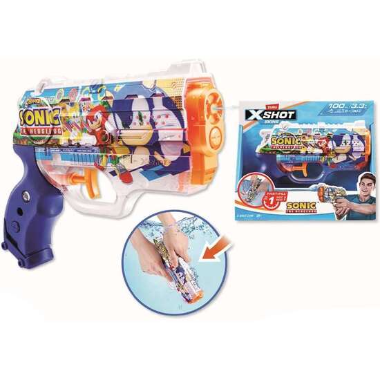PISTOLA DE AGUA X-SHOT NANO SKINS SONIC, CARGA RÁPIDA image 0