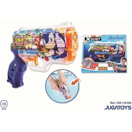 PISTOLA DE AGUA X-SHOT NANO SKINS SONIC, CARGA RÁPIDA image 1