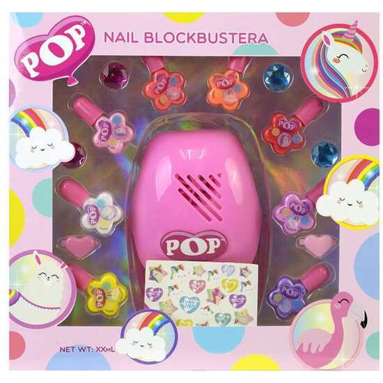 SET DE UÑAS POP GIRL CON SECADOR DE UÑAS, 8 PINTAUÑAS Y 6 ANILLOS 27,30X28,80X7,5 CM image 0