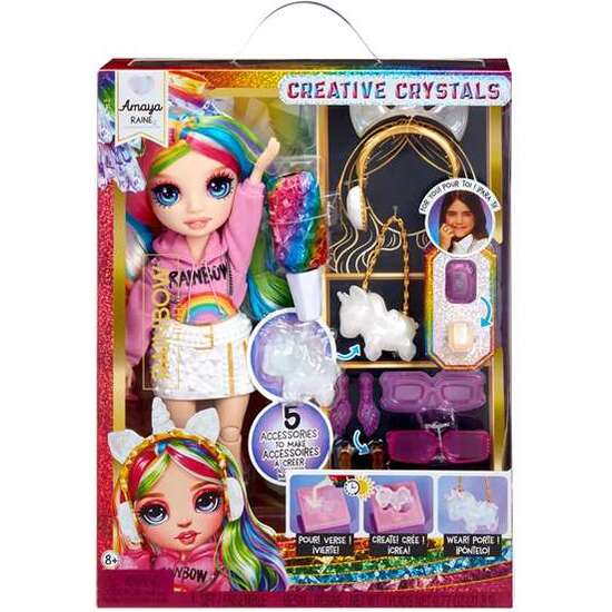 MUÑECA RAINBOW HIGH CRYSTAL FASHION DOLL- AMAYA 30 CM. CON 5 ACCESORIOS Y UN ANILLO PARA TI image 0