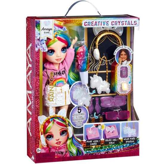 MUÑECA RAINBOW HIGH CRYSTAL FASHION DOLL- AMAYA 30 CM. CON 5 ACCESORIOS Y UN ANILLO PARA TI image 1
