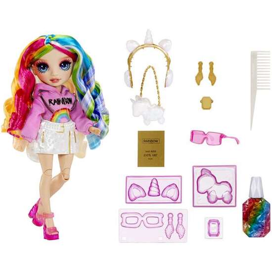 MUÑECA RAINBOW HIGH CRYSTAL FASHION DOLL- AMAYA 30 CM. CON 5 ACCESORIOS Y UN ANILLO PARA TI image 4