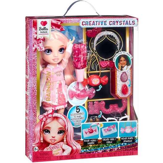 MUÑECA RAINBOW HIGH CRYSTAL FASHION DOLL- BELLA 30 CM .CON 5 ACCESORIOS Y UN ANILLO PARA TI image 0