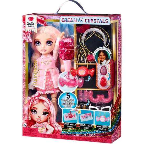 MUÑECA RAINBOW HIGH CRYSTAL FASHION DOLL- BELLA 30 CM .CON 5 ACCESORIOS Y UN ANILLO PARA TI image 1