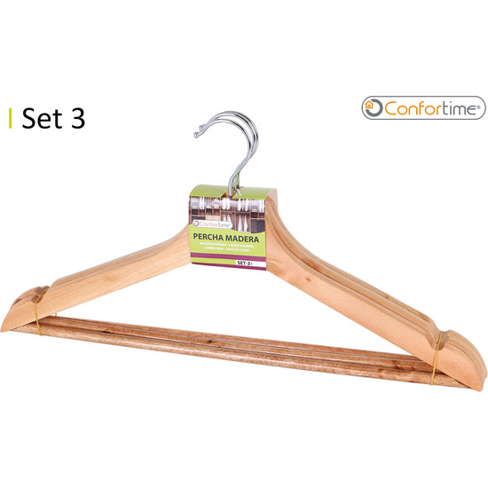 SET-3 WOODEN CLOTH HANGER CONFORTIME image 0