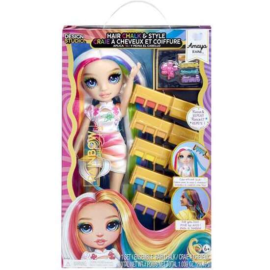 MUÑECA RAINBOW HIGH HAIR CHALK & STYLE DOLL- AMAYA. CON PELO EXTRA LARGO PARA CEPILLARY TEÑIR. 30,48X19X8,10 CM image 0