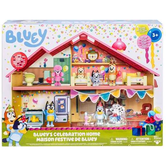 CASA CELEBRACION DE BLUEY.INCLUYE ONCE PIEZAS, UNA FIGURA DE BLUEY FESTIVO Y PEGATINAS PARA DECORAR LA CASA. image 0