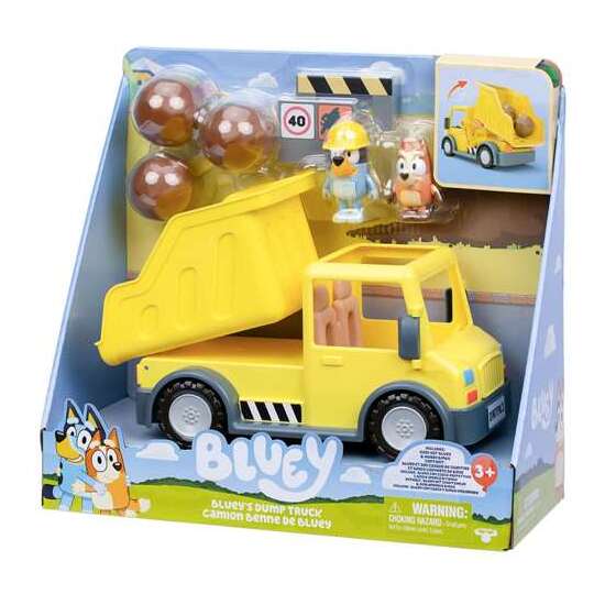 CAMION BLUEY DUMP TRUCK. INCLUYE UNA FIGURA DE BINGO MANCHADA DE BARRO Y UNA DE BLUEY CON CASCO. image 0