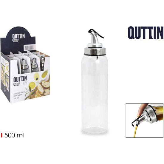 # -48- ACEITERA VIDRIO 500ML C/TAPON QUTTIN image 0