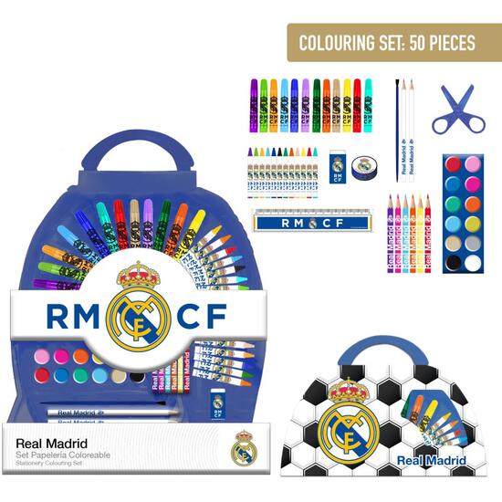 SET PAPELERÍA COLOREABLE 50 PIEZAS REAL MADRID image 0