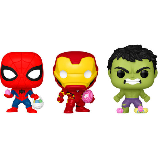 BLISTER 3 FIGURAS POCKET POP MARVEL SPIDERMAN HULK IRON MAN PASCUA image 0