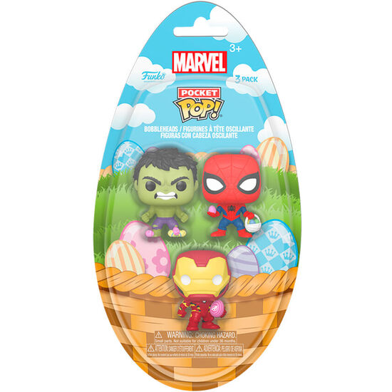 BLISTER 3 FIGURAS POCKET POP MARVEL SPIDERMAN HULK IRON MAN PASCUA image 1
