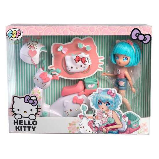 MUÑECA ARTICULADA HELLO KITTY PRETTY PINK CON SCOOTER.19,5 CM image 3