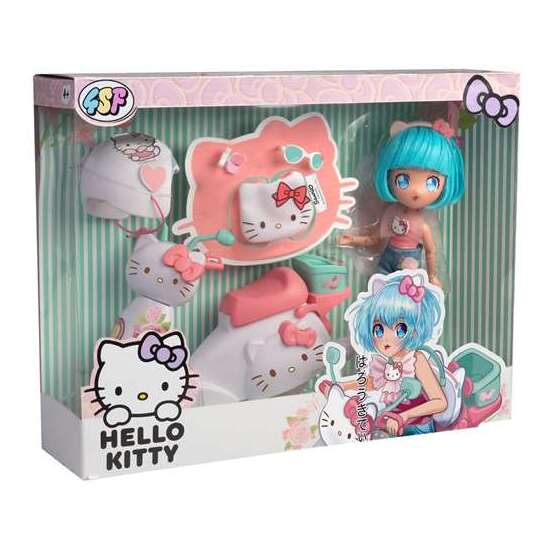 MUÑECA ARTICULADA HELLO KITTY PRETTY PINK CON SCOOTER.19,5 CM image 6
