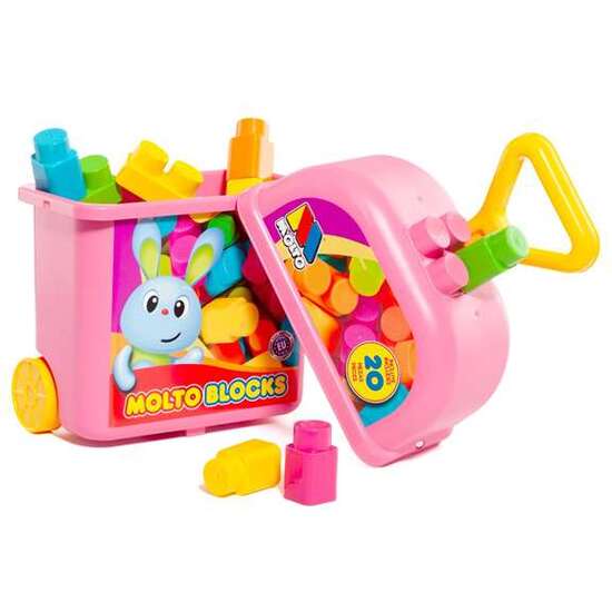 CARRITO MALETA TROLLEY ROSA CON 20 BLOQUES. image 2