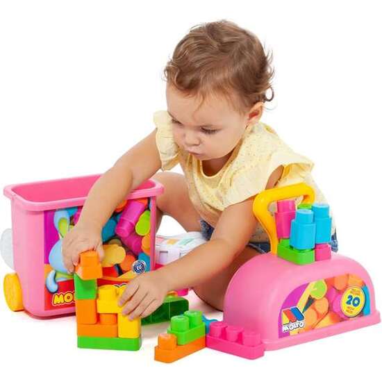 CARRITO MALETA TROLLEY ROSA CON 20 BLOQUES. image 4