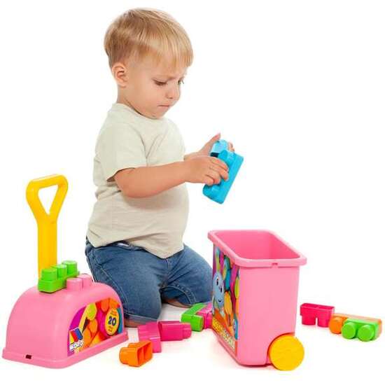 CARRITO MALETA TROLLEY ROSA CON 20 BLOQUES. image 5