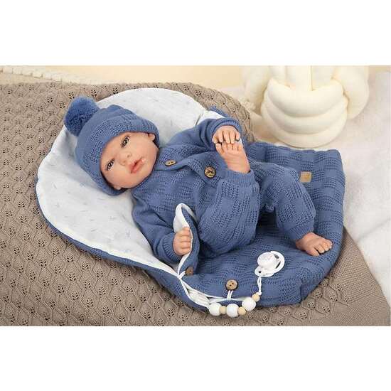 MUÑECO REBORN ARIAS 40 CM ALBERTO AZUL C/SACO DORMIR image 0