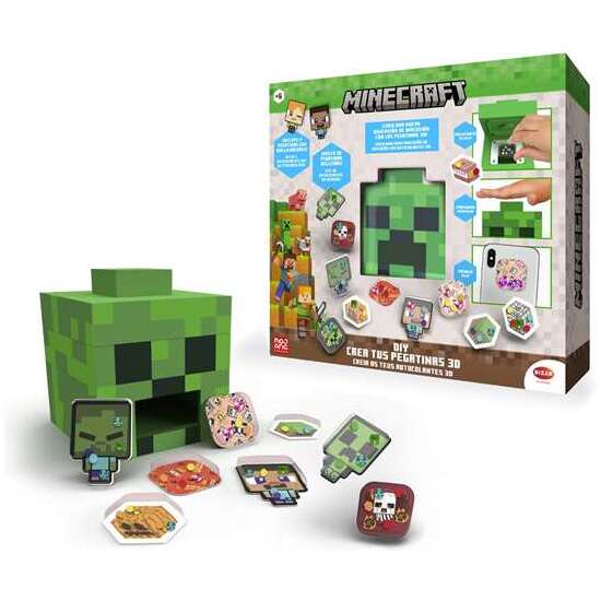 CREA TUS PEGATINAS 3D MINECRAFT. INCLUYE FONDOS, ESCOGE LA FORMA Y MIXERS, ADEMÁS CON 2 PERSONAJES image 0