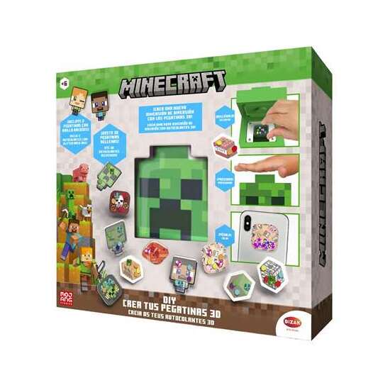 CREA TUS PEGATINAS 3D MINECRAFT. INCLUYE FONDOS, ESCOGE LA FORMA Y MIXERS, ADEMÁS CON 2 PERSONAJES image 3