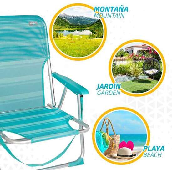 SILLA PLAYA PLEGABLE ALUMINIO FIJA MEDITERRAN 55X35X72 CM image 1