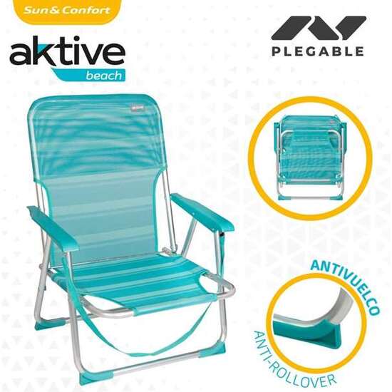 SILLA PLAYA PLEGABLE ALUMINIO FIJA MEDITERRAN 55X35X72 CM image 2