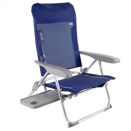 SILLA DE PLAYA ALUMINIO PLEGABLE 6 POSICIONES 47X57X89 CM. INCLUYE MESA Y COJIN. image 0