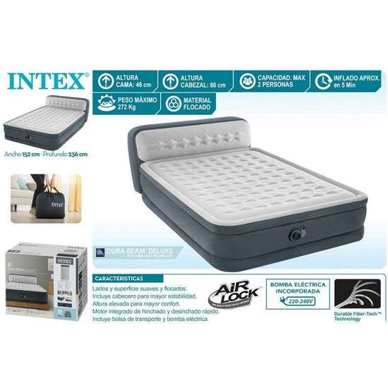 CAMA AIRE DURA-BEAM DELUXE ULTRA PLUSH HEADBOARD-152X236X86 46 CM ALTURA. SOPORTA 227 KG image 1
