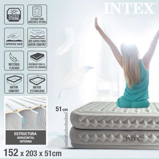 CAMA AIRE QUEEN SUPREM AIR-FLOW 51 CM SOPORTA 272 KG  C/FIBER BOMBA ELECTRICA INCORPORADA 220-240V image 0
