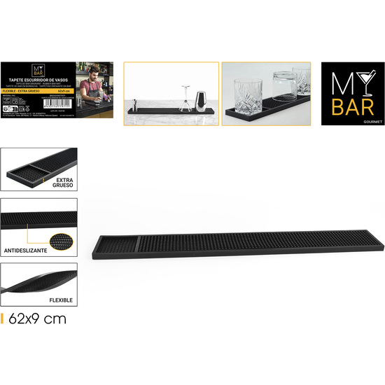 TAPETE ESCURRIDOR DE VASOS 62X9CM MY BAR image 0
