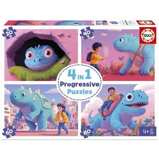 PUZZLE 20-40-60-80 PIEZAS SIMPÁTICOS DINOS image 0
