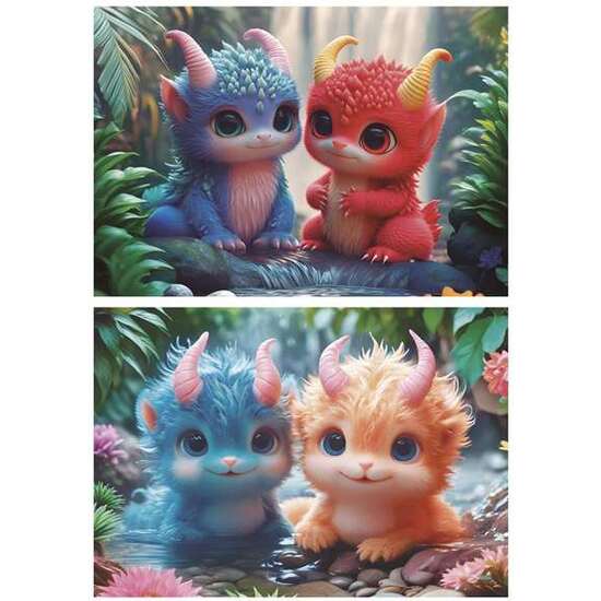 PUZZLE 2X100  PIEZAS MONSTRUOS ADORABLES image 1