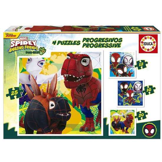 PUZZLE PROGRESIVOS DINO SPIDEY 12+16+20+25  PIEZAS image 2