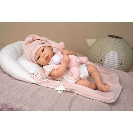 MUÑECA REBORN ARIAS 40 CM ARIEL ROSA C/ COJIN C/PELUCHE image 0