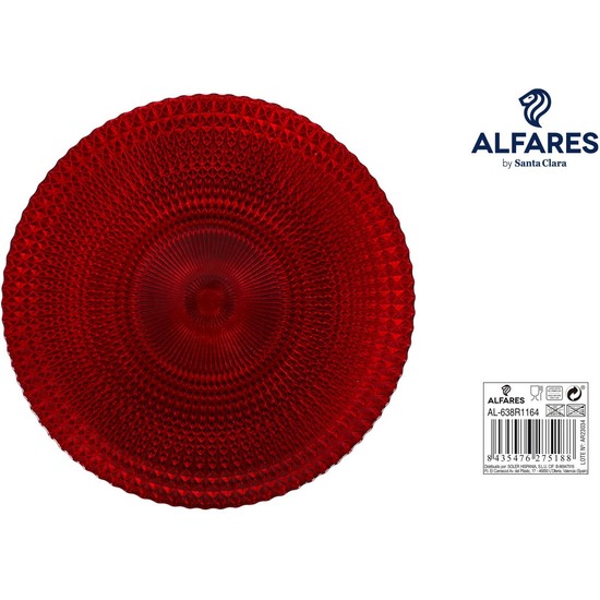 PLATO PRESENTACION VIDRIO Ø31CM ROJO ALFARES image 0