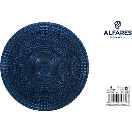 PLATO PRESENTACION VIDRIO Ø31CM AZUL ALFARES image 0