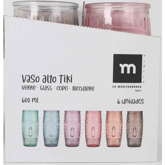 VASO ALTO TIKI 600ML COLORES LA MEDITERRANEA image 1